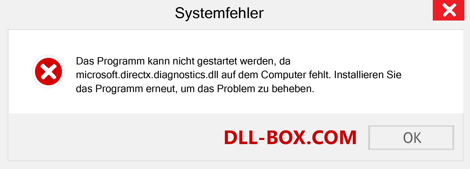 microsoft.directx.diagnostics.dll-Datei fehlt?. Download für Windows 7, 8, 10 - Fix microsoft.directx.diagnostics dll Missing Error unter Windows, Fotos, Bildern