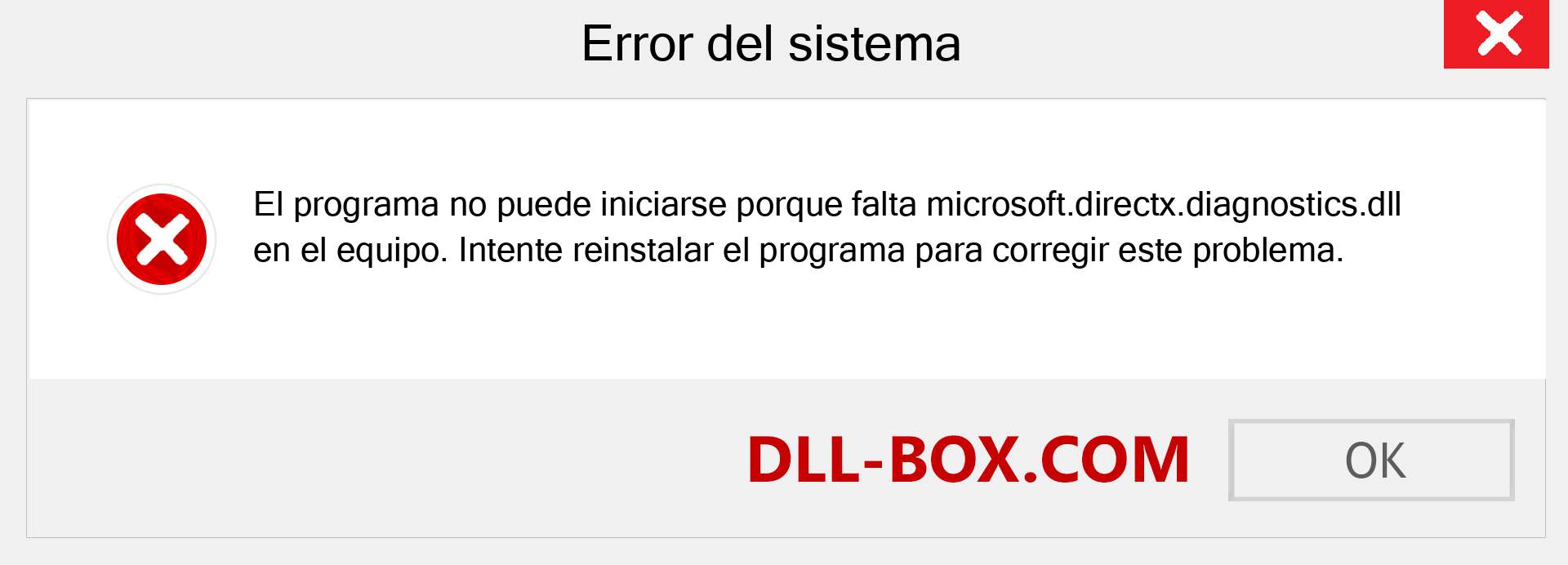 ¿Falta el archivo microsoft.directx.diagnostics.dll ?. Descargar para Windows 7, 8, 10 - Corregir microsoft.directx.diagnostics dll Missing Error en Windows, fotos, imágenes